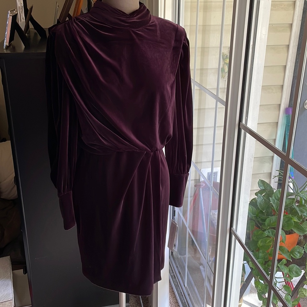 NWT KARL LAGERFELD PARIS Velvet Mock Neck Dress - Picture 2 of 15